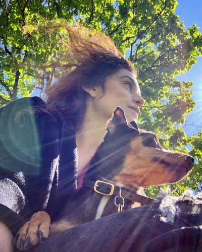 Picture of Sepideh Moafi and her dog Rottweiler